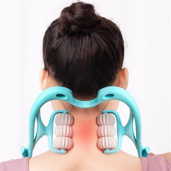 Neck Massager Cervical, Double Roller Shoulder Relaxer, Handheld - Picture 6 of 7